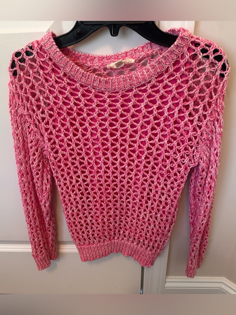 Jessica Simpson Girls Pink Open-Knit Sweater- M